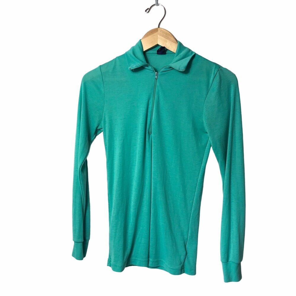 Patagonia Small vintage 80s USA Womens 1/4 zip capilene pullover shirt base Teal